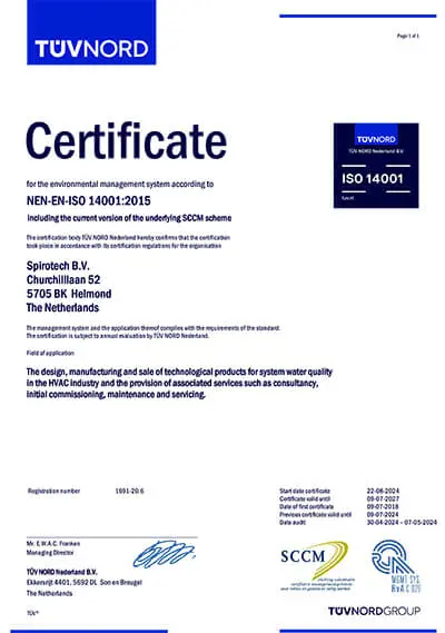 Spirotech ISO 14001 - TUV Certificate